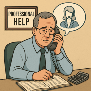 A warm image of a therapy session or helpline setting, showing empathy and support.